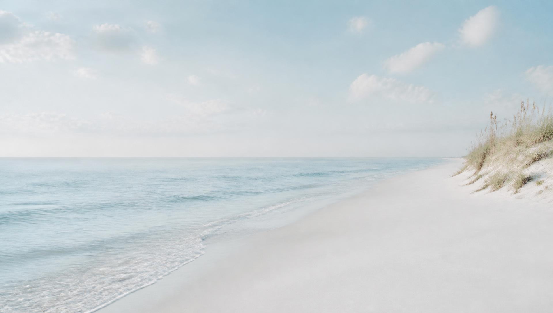 Pale coastal shoreline at soft morning light
